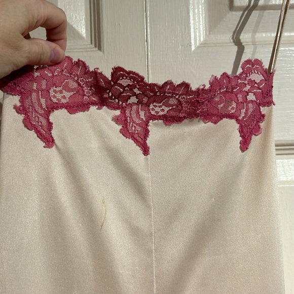 Vintage Lingerie Slip Dress with Pink Floral Lace - Picture 7 of 10
